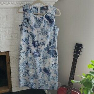 Elton Women's Flower Pattern Sleeveless Elegant Midi Shift Dress EU 36 or S